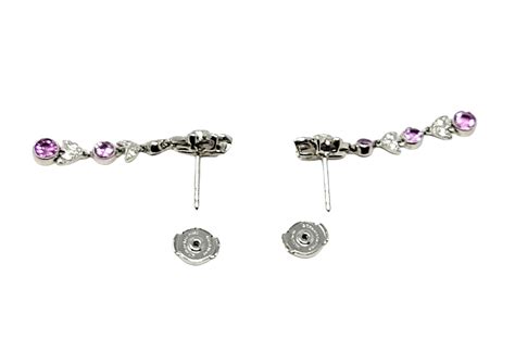 Tiffany And Co Pink Sapphire And Diamond Floral Dangle Pierced