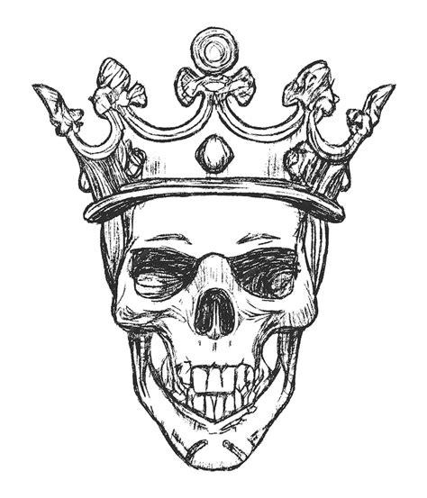 Premium Vector Hand Drawn King Skull Wearing Crown Vector