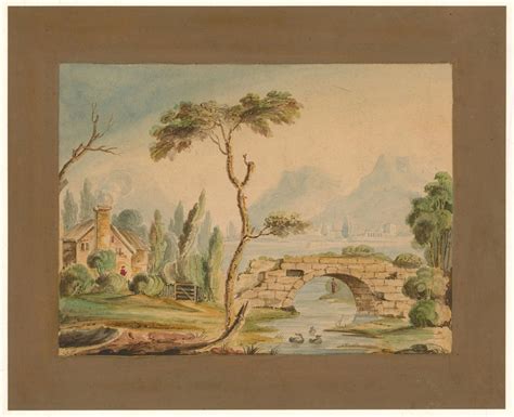 Catherine Board Early 19th Century Watercolour Packhorse Bridge By