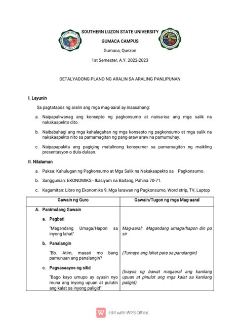 Detailed Lesson Plan In Araling Panlipunan 3 Layunin A Nahihinuha Images And Photos Finder