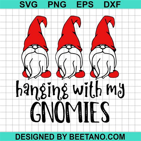 Matching Christmas Pajama Hanging With My Gnomies Svg Cut File For