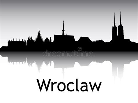 Panoramic Silhouette Skyline Of Wroclaw Poland Stock Vector