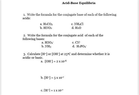 Solved 1 Write The Formula For The Conjugate Base Of Each Chegg