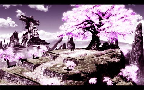 Cherry Blossom Wallpaper Anime Samurai Mural Wall