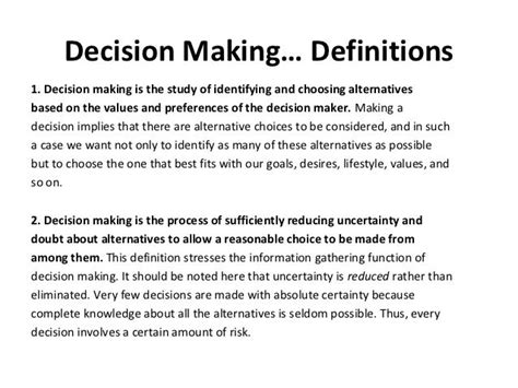 Decision Making And Critical Thinking