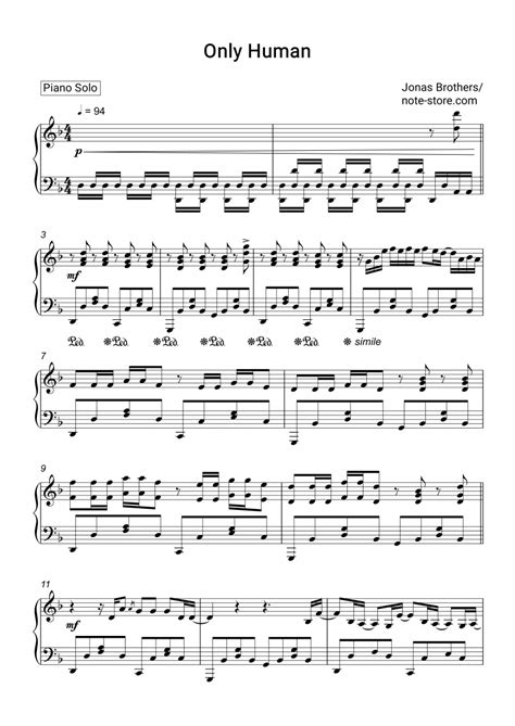 Jonas Brothers - Only Human sheet music for piano download | Piano.Solo ...