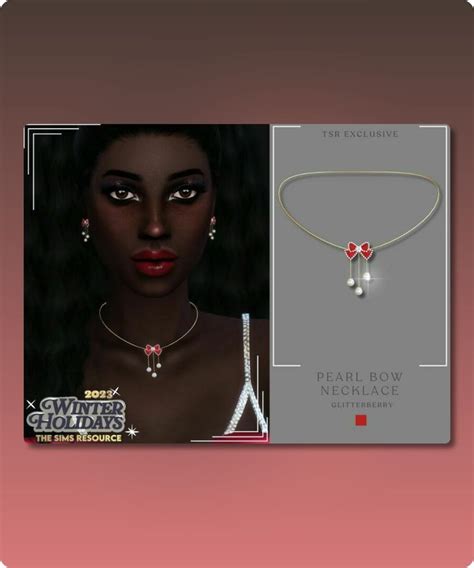 Pearl Bow Necklace Sims 4 Cc In 2024 Bow Necklace Flower Accessories Flower Fashion