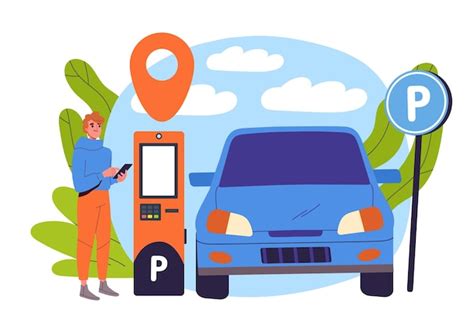 premium vector parking fee concept man pay  car parking lot urban