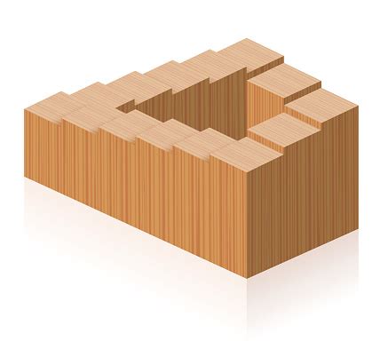 Penrose Steps Optical Illusion Of A Wooden Impossible Staircase Forming ...