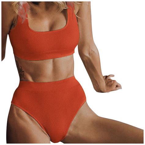 Midsumdr Women Two Piece Scoop Neck Bikini Crop Top High Cut Swimsuit