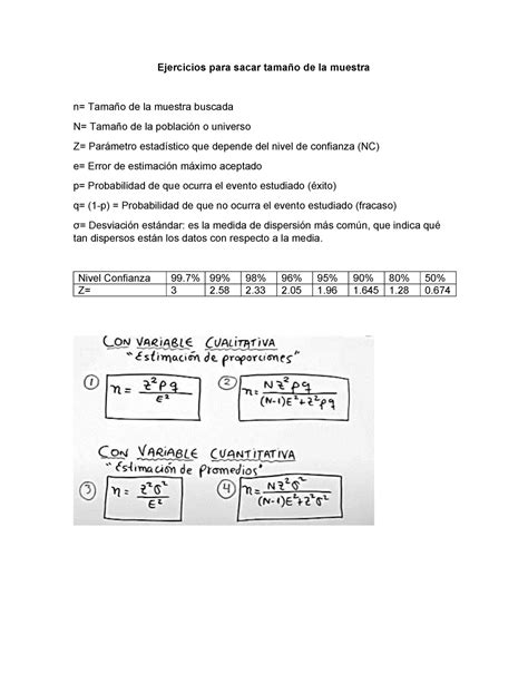 055 Ejercicio Del Tamaño De La Muestra Ejercicios Para Sacar Tamaño De La Muestra N Tamaño