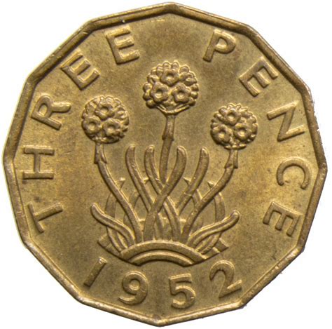 George VI Brass Threepence 1952 Unc