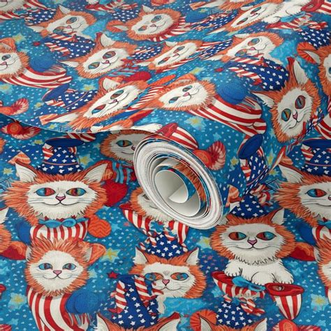 Louis Wain Inspired Anthro Red White And Wallpaper Spoonflower