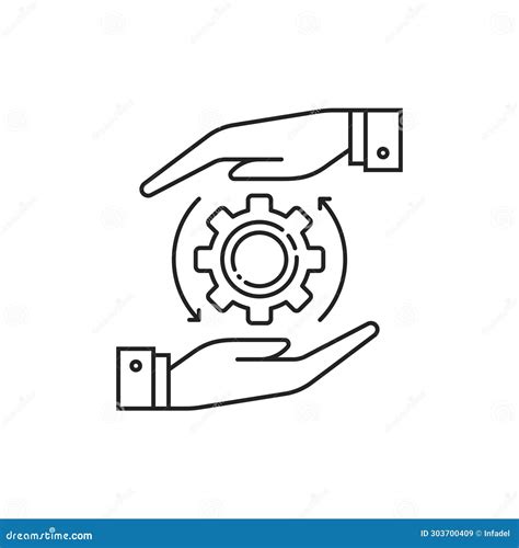 Thin Line Implement Or Operation Process Icon Stock Illustration