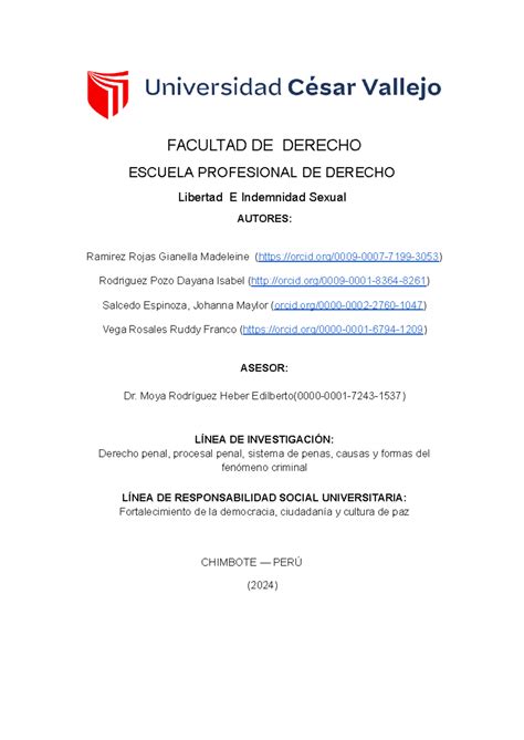 Libertad E Idemnidad Sexual S13 Facultad De Derecho Escuela Profesional De Derecho Libertad E