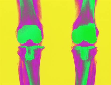 Coloured X Ray Of Prosthetic Knee Joints Photograph By Medical Photo Nhs Lothianscience Photo