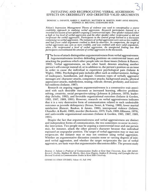 (PDF) Initiating and reciprocating verbal aggression: Effects on ...