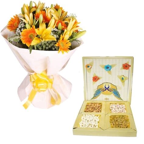 Buy Send Yellow Charm With Assorted Dry Fruit Online Floraindia