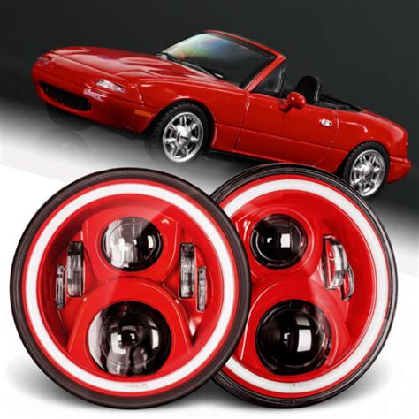 For Mazda Miata Mx Mx Round Red Led Halo Projector