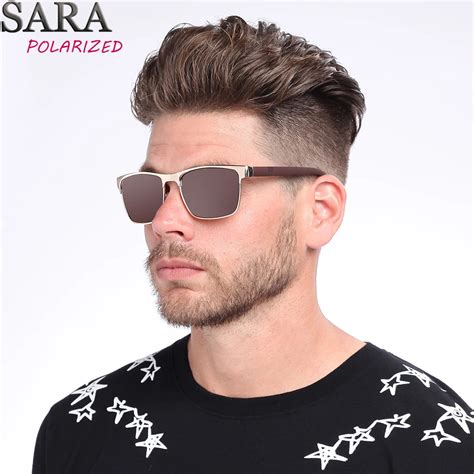 Sara Men Polarized Sunglasses Metal Fashion Driving Glasses Square