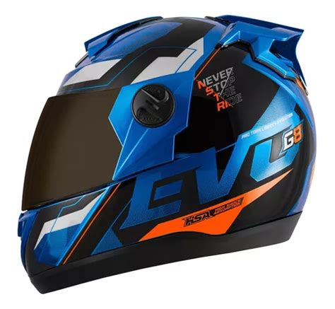 Capacete Azul Pro Tork Evolution G Evo Viseira Fum Parcelamento