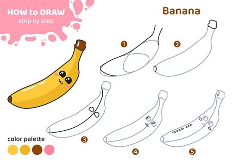 Drawing Tutorial For Kids Education Worksheet How To Draw Banana