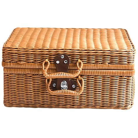 Imitation Rattan Suitcase Picnic Basket Suitcases Plastic Storage Bins