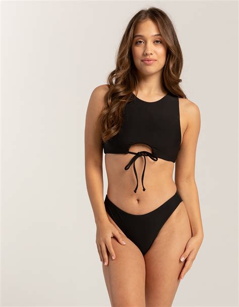 Volcom Simply Seamless High Neck Bikini Top Black Tillys