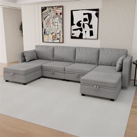 Reversible Modular Sectional Sofa with Reversible Chaise,U Shaped ...