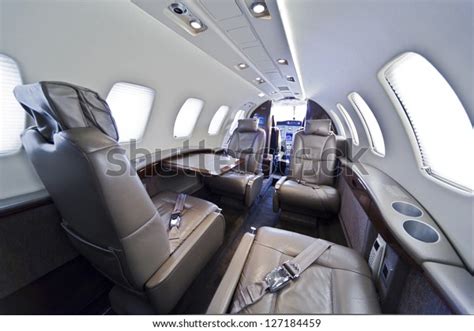 Small Business Jet Plane Interior Stock Photo (Edit Now) 127184459