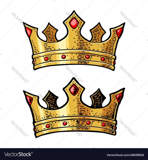 King crown engraving vintage black Royalty Free Vector Image