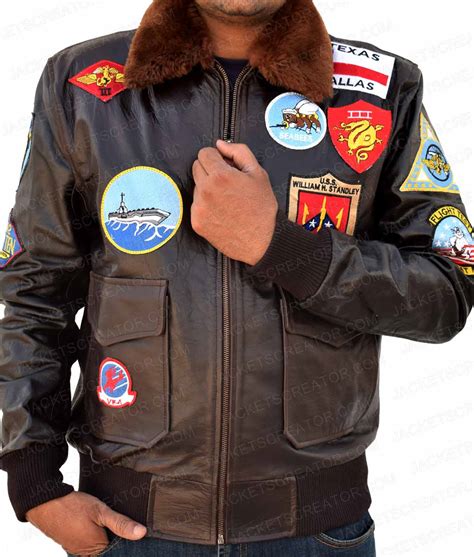 Tom Cruise Bomber Top Gun Leather Jacket with Patches - Jackets Creator