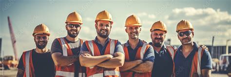 professional construction workers team photo  construction site