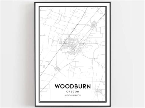 Woodburn Map Print Woodburn Map Poster Wall Art or City Map | Etsy