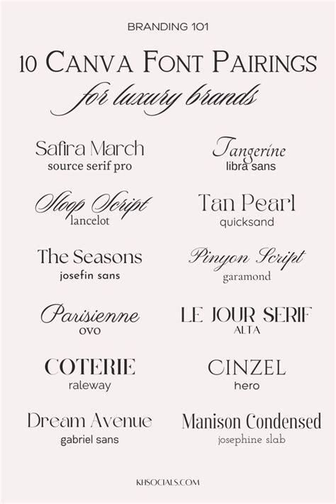 Best Free Canva Font Combinations For Luxury Brands In Font