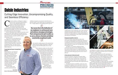 Dalsin Featured In Manufacturing Technology Insights Magazine Dalsin