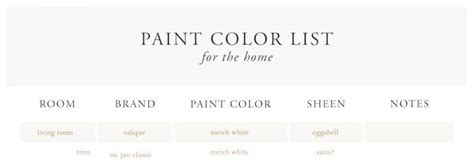 Free Printable Paint Color Chart Julie Blanner In 2022 Paint Color