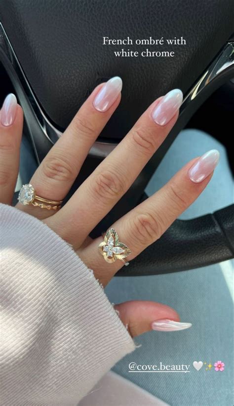 French Ombrwith White Chrome Nails Ombre Chrome Nails Engagement