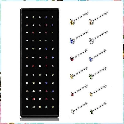 Keyzone Pcs Crystal Rhinestone Nose Ring Bone Stud Surgical Steel