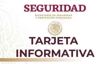 Tarjeta Informativa Secretar A De Seguridad Y Protecci N Ciudadana