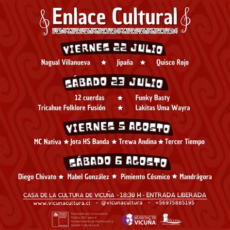 Enlace Cultural Programación Artística De Vicuña Corporación Cultural Municipal De Vicuña