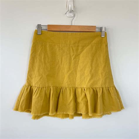 Nunui Yellow Linen Mini Skirt Size 10 M S