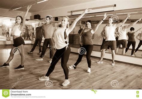 Young People Learning Zumba Steps Stock Image - Image of hobby ...