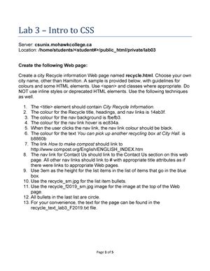 Lab 4 F2019 Lab Assignment Of HTML CSS Assignment 4 Lab 4 CSS