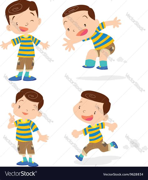 Cute boy character cartoon action Royalty Free Vector Image