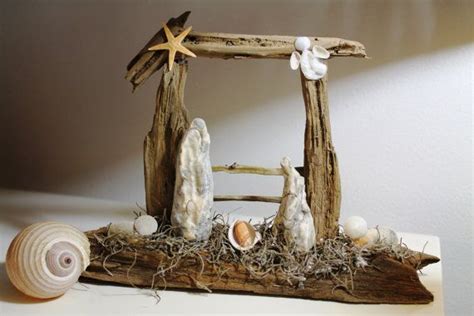 Handcrafted Nativity Driftwood Seashells Medium Etsy Christmas