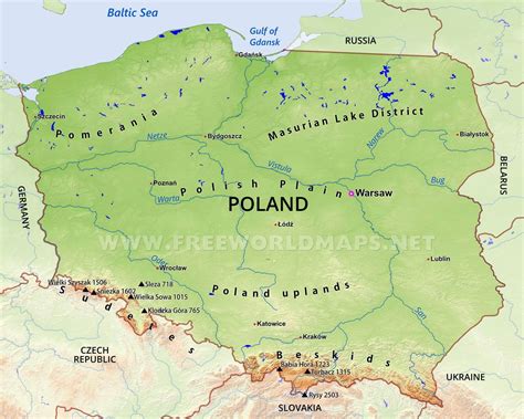 Poland Physical Map