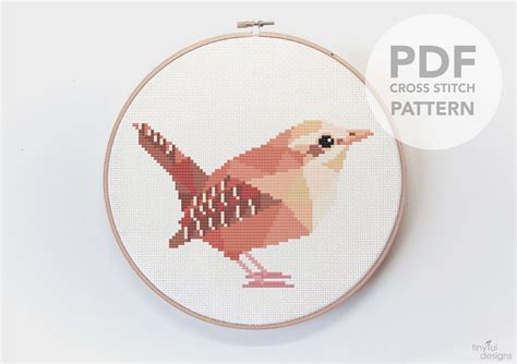 Wren Cross Stitch Pattern Wren Art Cross Stitch Pdf Cross Stitch Download Bird Cross Stitch