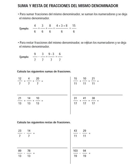 Solved Suma Y Resta De Fracciones Del Mismo Denominador Para Sumar Fracciones Del Mismo