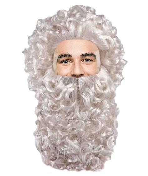 Mens Santa Claus Wig And Beard Set Curly Wig Premium Breathable